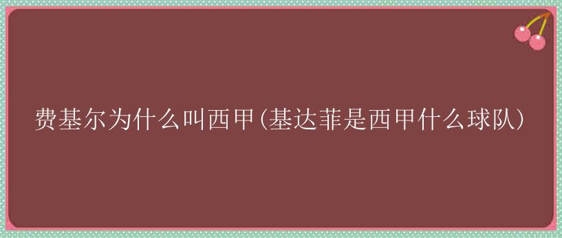 费基尔为什么叫西甲(基达菲是西甲什么球队)