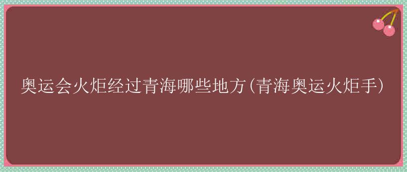 奥运会火炬经过青海哪些地方(青海奥运火炬手)