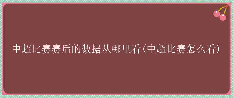 中超比赛赛后的数据从哪里看(中超比赛怎么看)