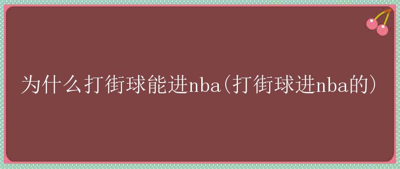 为什么打街球能进nba(打街球进nba的)