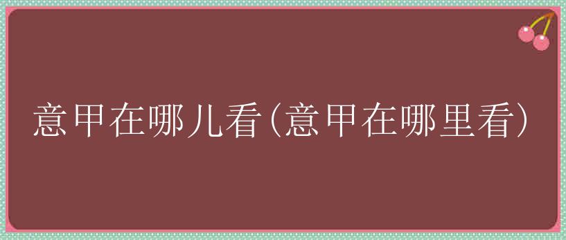 意甲在哪儿看(意甲在哪里看)