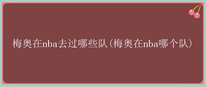 梅奥在nba去过哪些队(梅奥在nba哪个队)