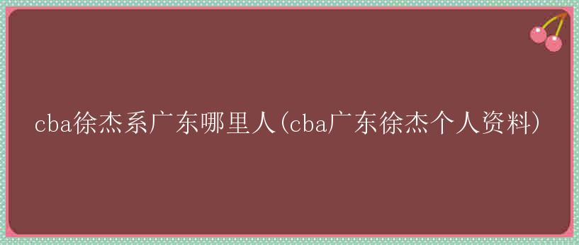 cba徐杰系广东哪里人(cba广东徐杰个人资料)