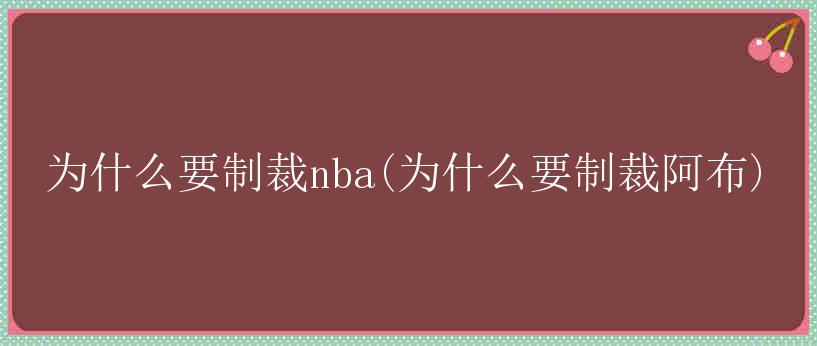 为什么要制裁nba(为什么要制裁阿布)