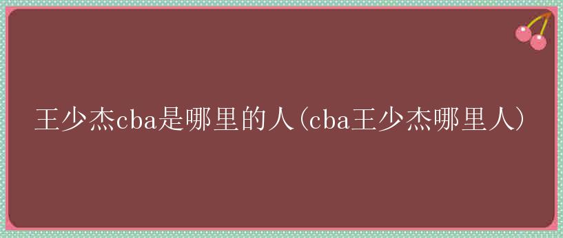 王少杰cba是哪里的人(cba王少杰哪里人)