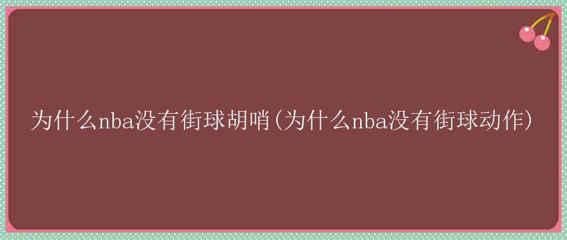 为什么nba没有街球胡哨(为什么nba没有街球动作)