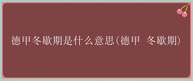 德甲冬歇期是什么意思(德甲 冬歇期)