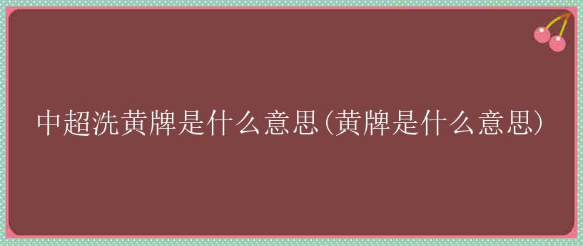 中超洗黄牌是什么意思(黄牌是什么意思)