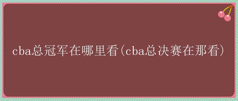 cba总冠军在哪里看(cba总决赛在那看)