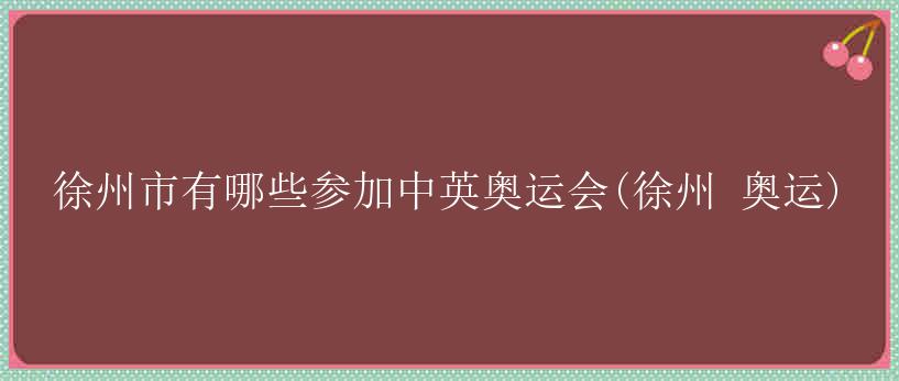 徐州市有哪些参加中英奥运会(徐州 奥运)