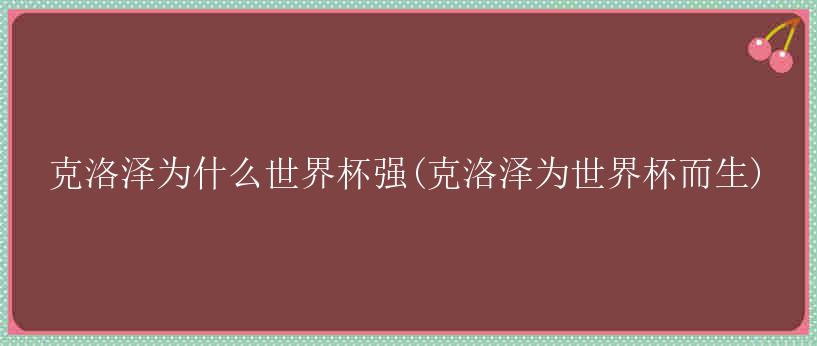 克洛泽为什么世界杯强(克洛泽为世界杯而生)