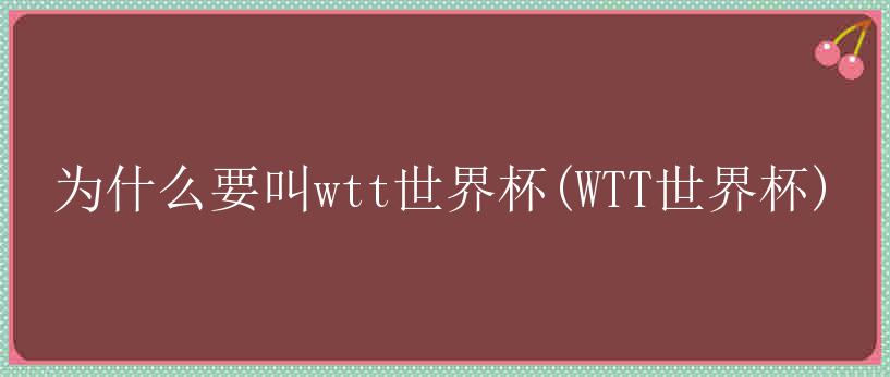 为什么要叫wtt世界杯(WTT世界杯)