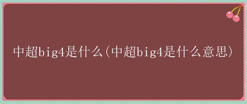 中超big4是什么(中超big4是什么意思)