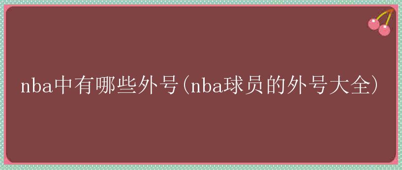 nba中有哪些外号(nba球员的外号大全)