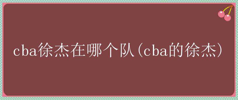 cba徐杰在哪个队(cba的徐杰)