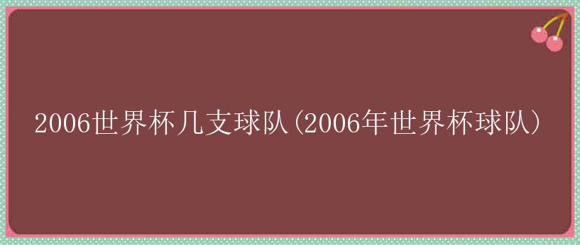 2006世界杯几支球队(2006年世界杯球队)