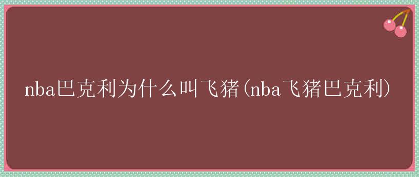 nba巴克利为什么叫飞猪(nba飞猪巴克利)