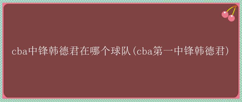 cba中锋韩德君在哪个球队(cba第一中锋韩德君)