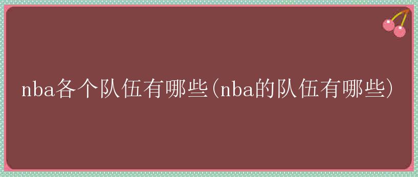 nba各个队伍有哪些(nba的队伍有哪些)