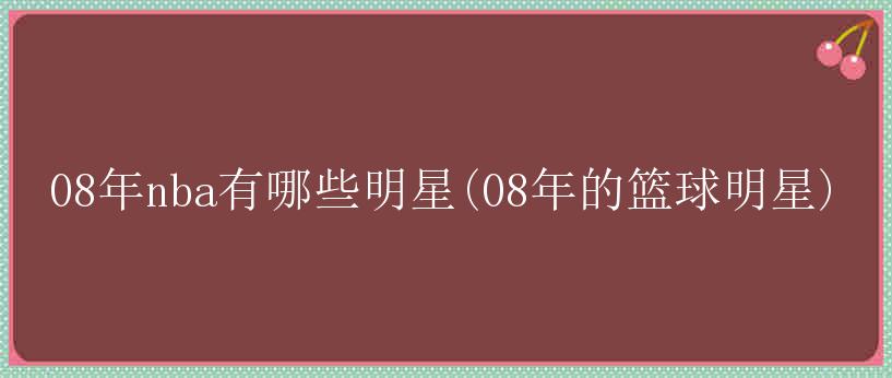 08年nba有哪些明星(08年的篮球明星)