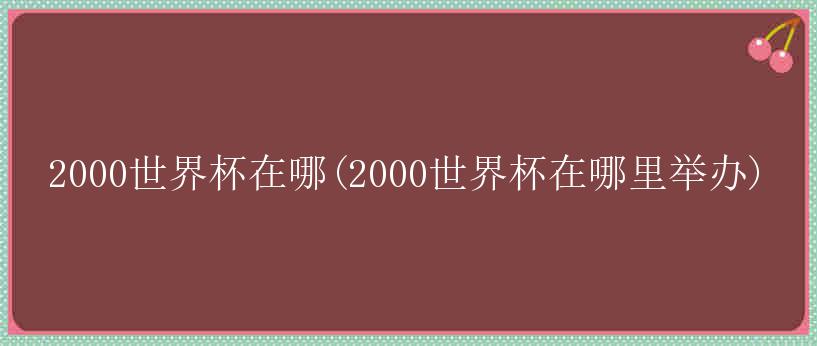 2000世界杯在哪(2000世界杯在哪里举办)