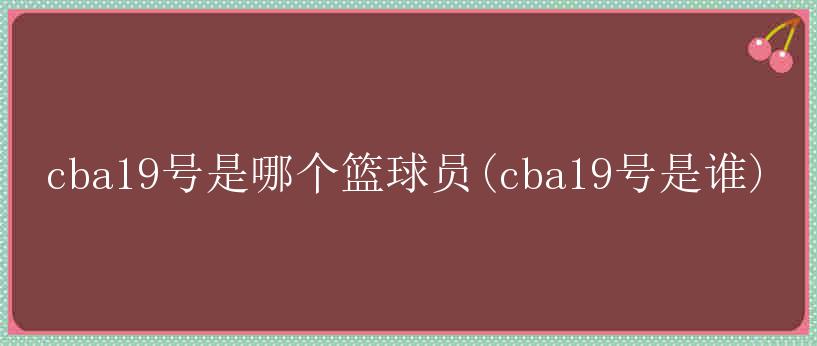 cba19号是哪个篮球员(cba19号是谁)