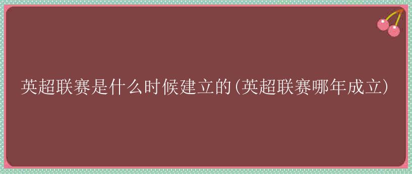 英超联赛是什么时候建立的(英超联赛哪年成立)