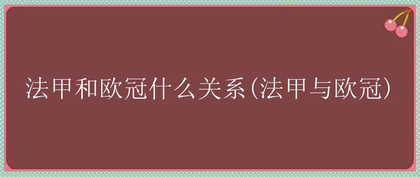 法甲和欧冠什么关系(法甲与欧冠)