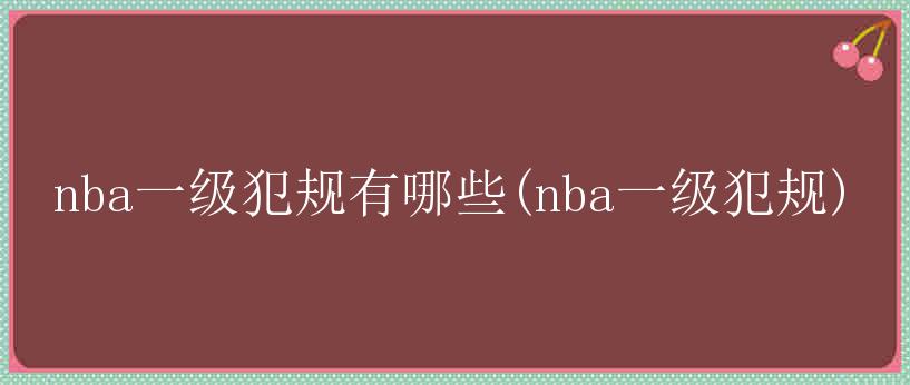 nba一级犯规有哪些(nba一级犯规)