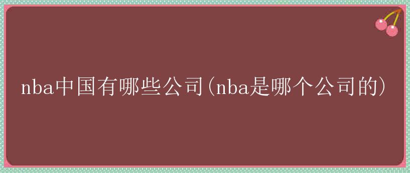 nba中国有哪些公司(nba是哪个公司的)