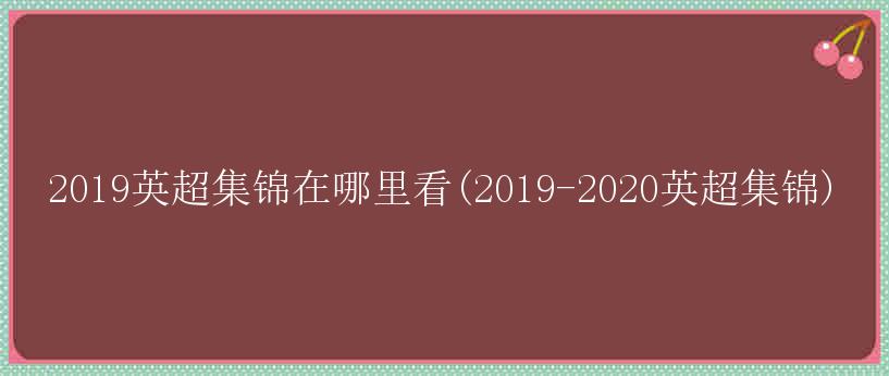 2019英超集锦在哪里看(2019-2020英超集锦)