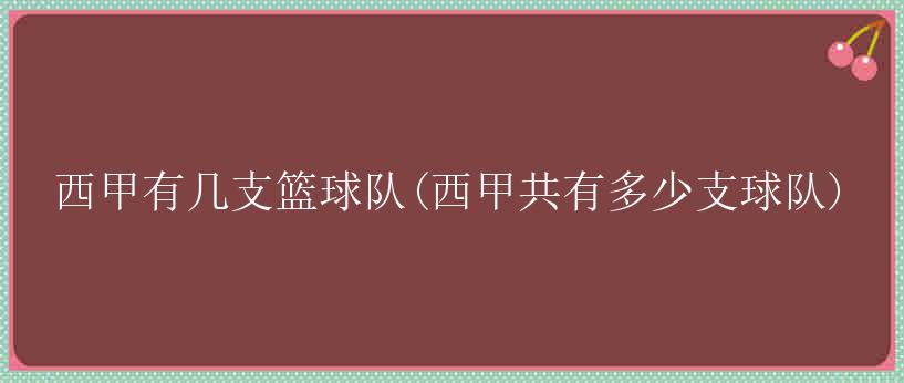 西甲有几支篮球队(西甲共有多少支球队)