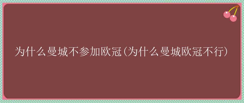 为什么曼城不参加欧冠(为什么曼城欧冠不行)