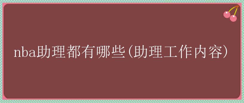 nba助理都有哪些(助理工作内容)