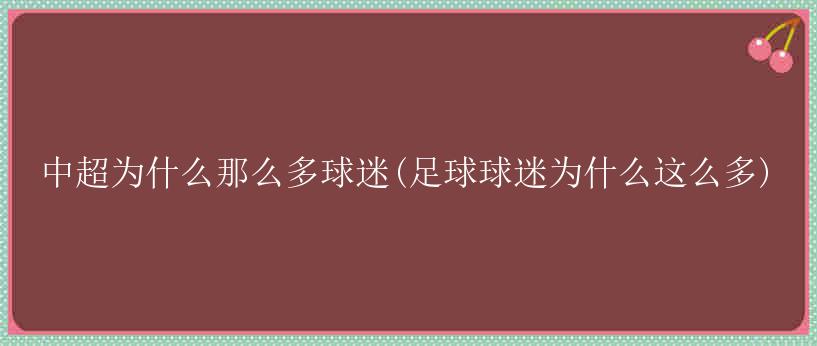 中超为什么那么多球迷(足球球迷为什么这么多)